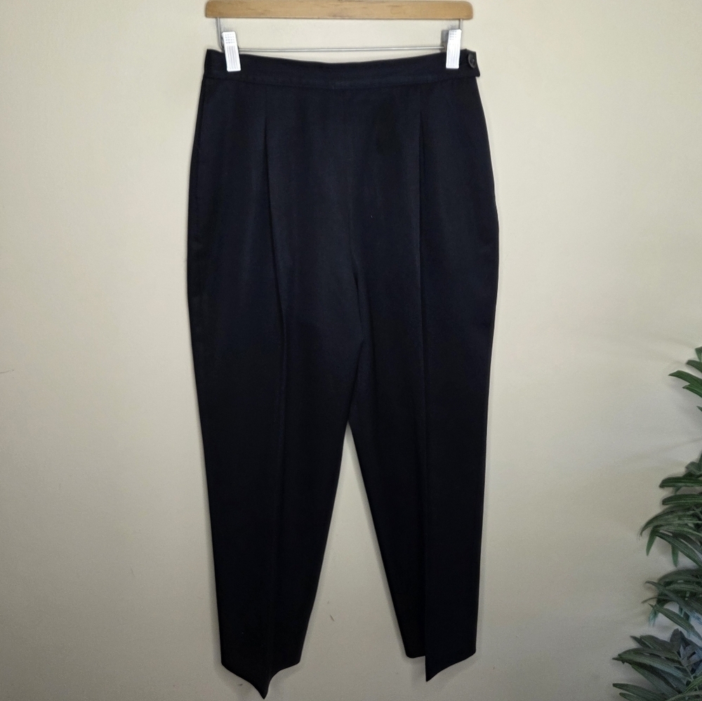Vintage Pendleton | Black Pleated Side Zip High Waisted Trouser Pants Size 12